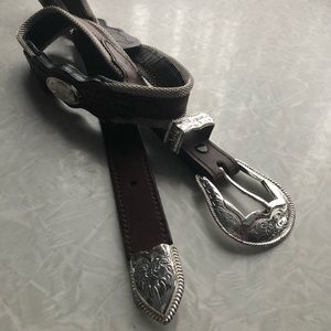 Cruel Girl brown leather belt with metal accents CLOSET CLEAR OUT